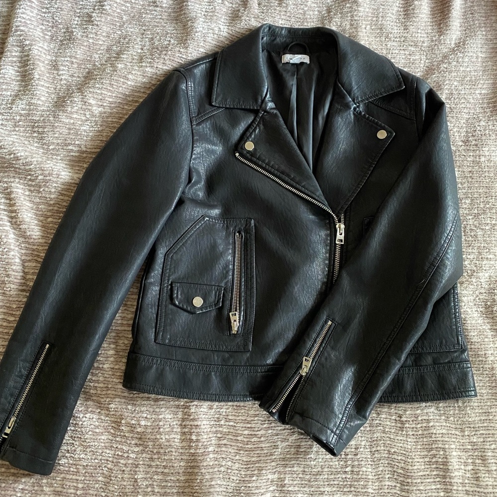 Topshop faux leather biker jacket